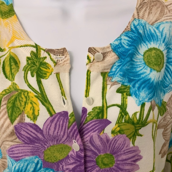 Talbots NWT blue, purple & yellow floral cardigan - Picture 5 of 10